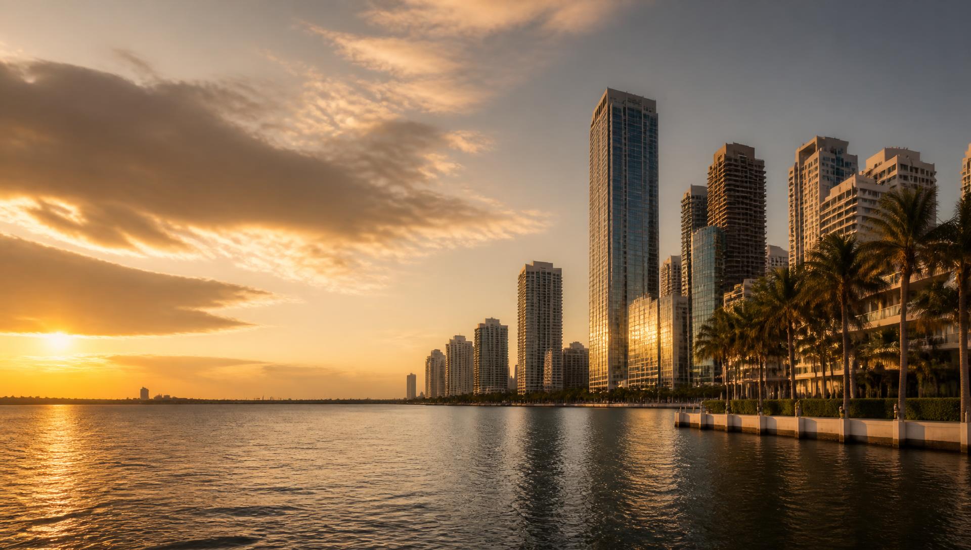 South Florida waterfront at golden hour